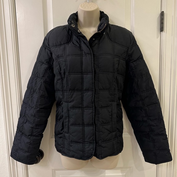 Gap Vintage Black Puffer Jacket Coat Size L Zipper Snap Buttons Heavyweight - Picture 2 of 14